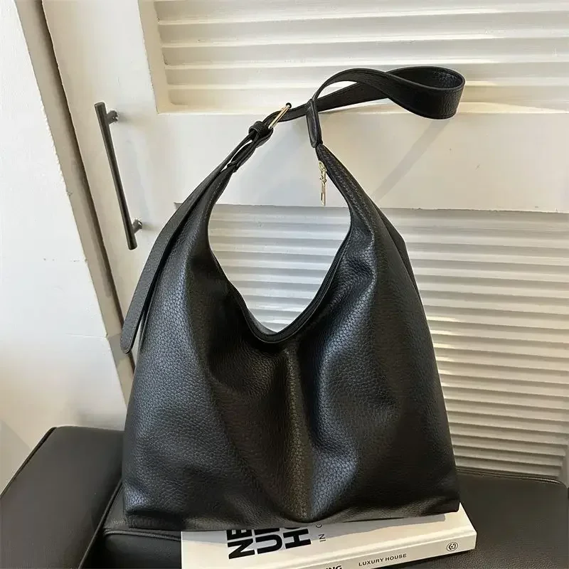 Classic Leather Shoulder Tote Bag