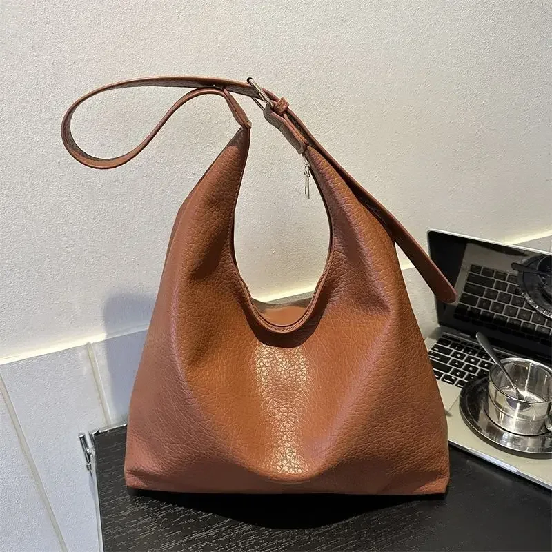 Classic Leather Shoulder Tote Bag