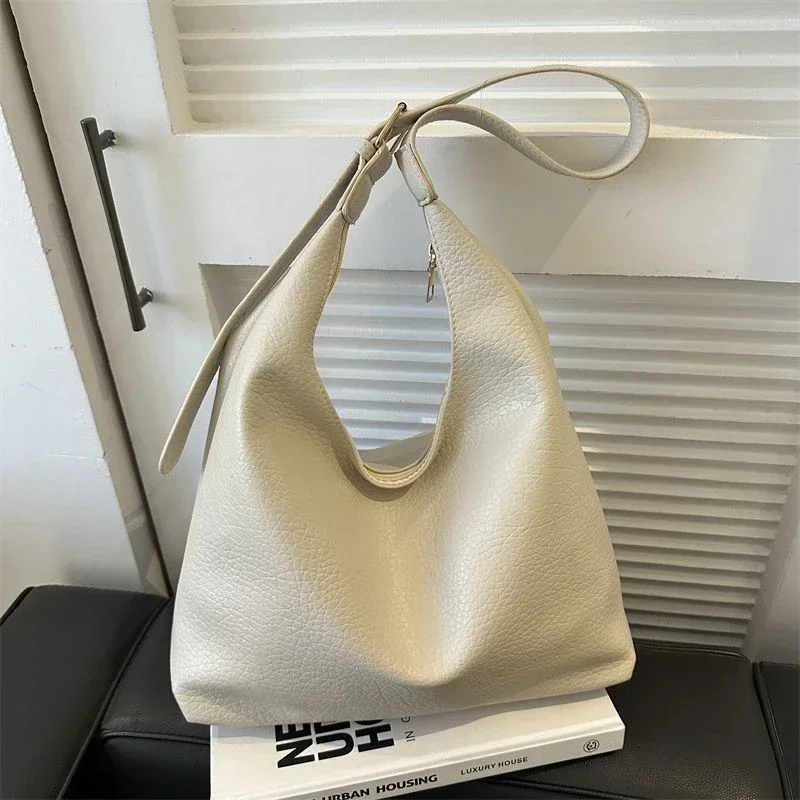 Classic Leather Shoulder Tote Bag